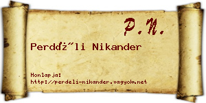 Perdéli Nikander névjegykártya